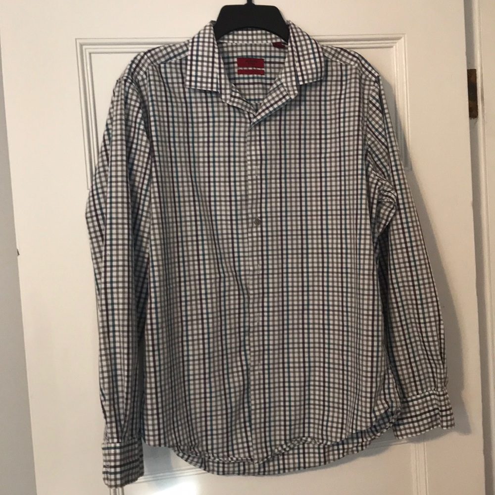 Aqua*Purple*Gray*White button down